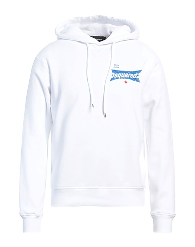DSQUARED2 Hooded track jacket  White 100% Cotton, Elastane