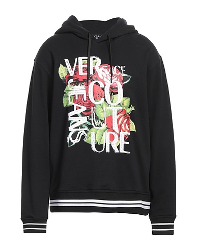 VERSACE JEANS COUTURE Hooded sweatshirt Black 100% Cotton, Polyamide, Polyester