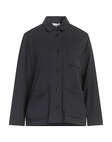 ALPHA STUDIO Solid color shirts & blouses Black 95% Cotton, 5% Elastane