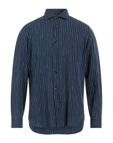 PAL ZILERI Linen shirt Midnight blue 70% Linen, 30% Cotton