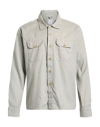 ELEVENTY Camicia in lino PLATINUM Grigio chiaro 57% Lino, 41% Cotone, 2% Elastan