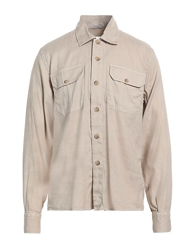ELEVENTY Linen shirt PLATINUM Beige 57% Linen, 41% Cotton, 2% Elastane