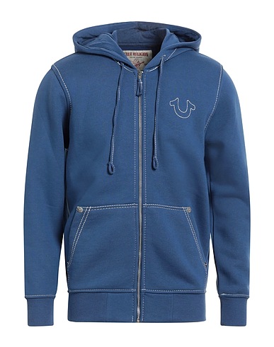 TRUE RELIGION Hooded track jacket  Slate blue 80% Cotton, 20% Polyester