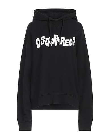 DSQUARED2 Hooded track jacket  Black 100% Cotton, Elastane