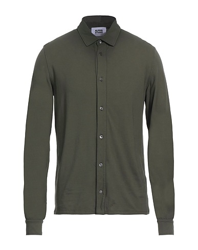 ALPHA STUDIO Einfarbiges Hemd Militärgrün 98% Baumwolle, 2% Elastan