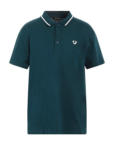 TRUE RELIGION Polo shirt Emerald green 100% Cotton