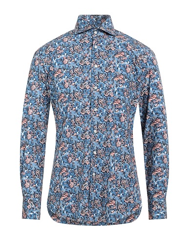 ARTIGIANO ASONI Patterned shirt Slate blue 100% Cotton
