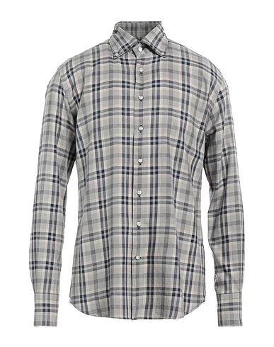 ARTIGIANO ASONI Checked shirt Grey 80% Cotton, 20% Wool