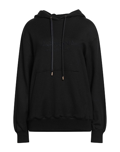 AGNONA Hooded sweatshirt Black 56% Cotton, 44% Silk
