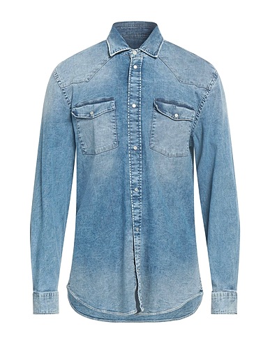 DONDUP Denim shirt Blue 98% Cotton, 2% Elastane