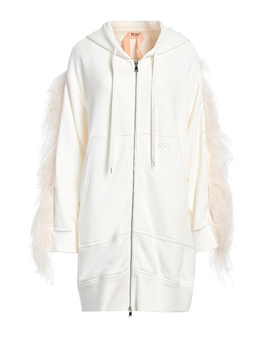 N°21 Hooded track jacket  White 100% Cotton, Ostrich feathers