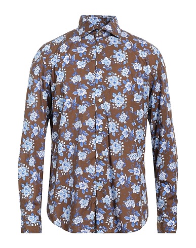 VINCENZO DI RUGGIERO Napoli Patterned shirt Dark brown 100% Cotton