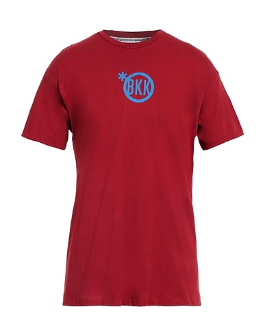 BIKKEMBERGS T-shirt Burgundy 100% Cotton, Elastane