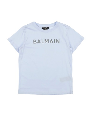 BALMAIN T-shirt Bleu ciel 100% Coton