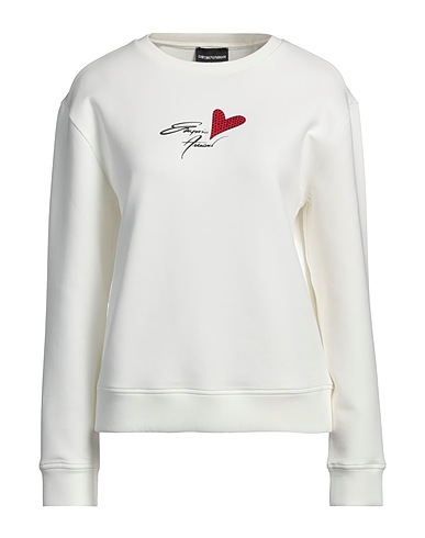 EMPORIO ARMANI Sweatshirt Ivory 76% Cotton, 18% Polyester, 6% Elastane