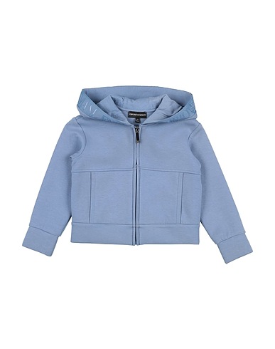 EMPORIO ARMANI Hooded track jacket  Light blue 76% Cotton, 18% Polyester, 6% Elastane