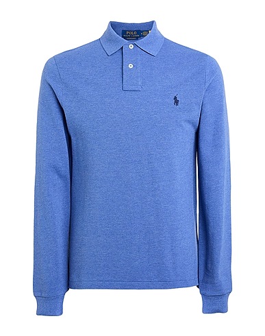 POLO RALPH LAUREN Polo shirt SLIM FIT MESH LONG-SLEEVE POLO SHIRT
 Blue 100% Cotton