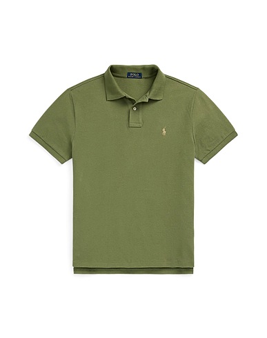 POLO RALPH LAUREN Polo shirt CUSTOM SLIM FIT MESH POLO SHIRT
 Military green 100% Cotton