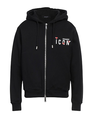 DSQUARED2 Hooded sweatshirt Black 100% Cotton, Elastane
