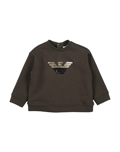 EMPORIO ARMANI Sweatshirt Dark green 77% Cotton, 19% Polyester, 4% Elastane