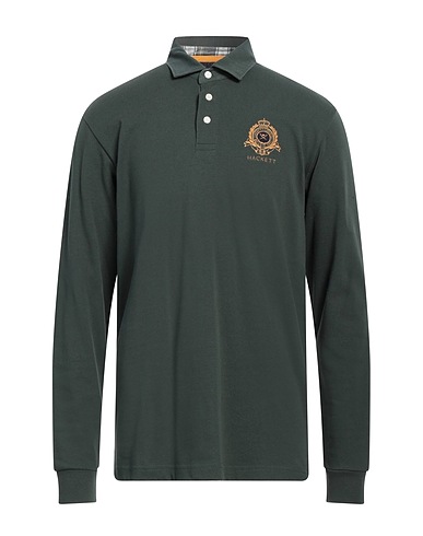 HACKETT Polo shirt Dark green 100% Cotton