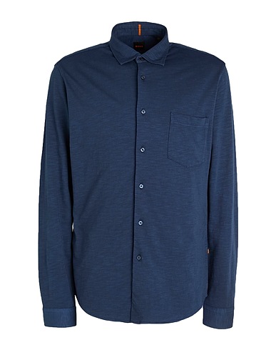 BOSS Solid color shirt Navy 100% Cotton