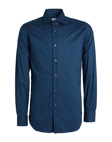 XACUS Patterned shirt Midnight blue 97% Cotton, 3% Elastane