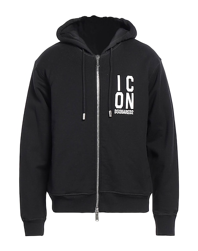 DSQUARED2 Hooded track jacket NERO 99% Cotton, 1% Elastane