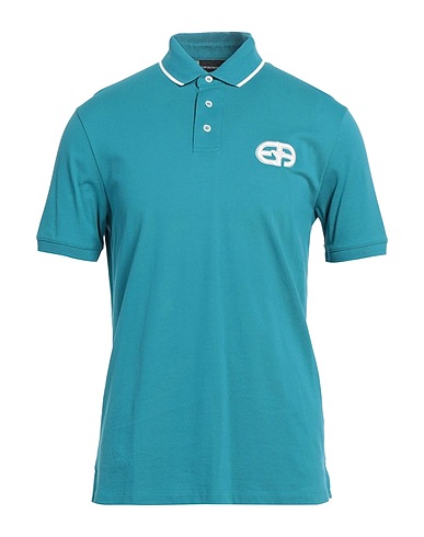 EMPORIO ARMANI Polo shirt Turquoise 100% Cotton