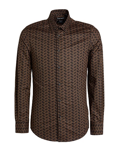ANTONY MORATO Patterned shirt Dark brown 100% Cotton