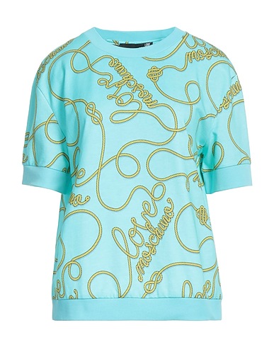 LOVE MOSCHINO Sweatshirt Turquoise 100% Cotton, Elastane