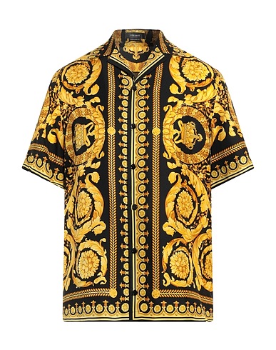 VERSACE Hemd mit Muster Schwarz 100% Seide