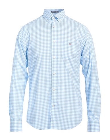 GANT Checked shirt Sky blue 100% Cotton