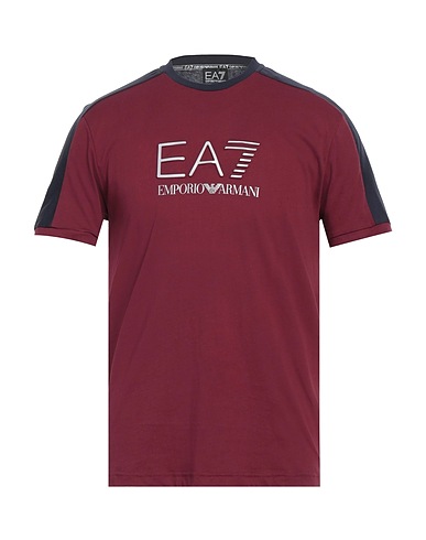 EA7 T-shirt Burgundy 100% Cotton