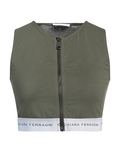 CHIARA FERRAGNI Top Military green 100% Cotton