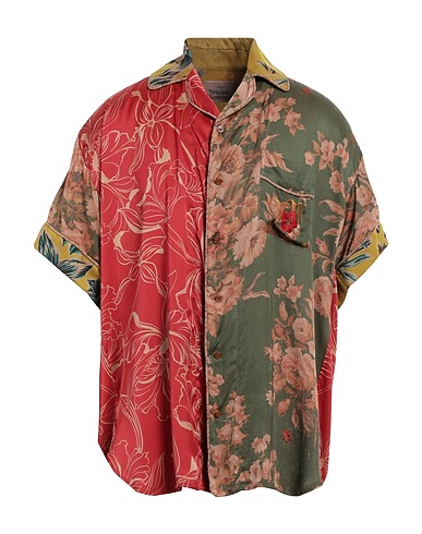 VIVIENNE WESTWOOD Camicia fantasia Verde militare 100% Poliestere, Viscosa, Fibra di metallo