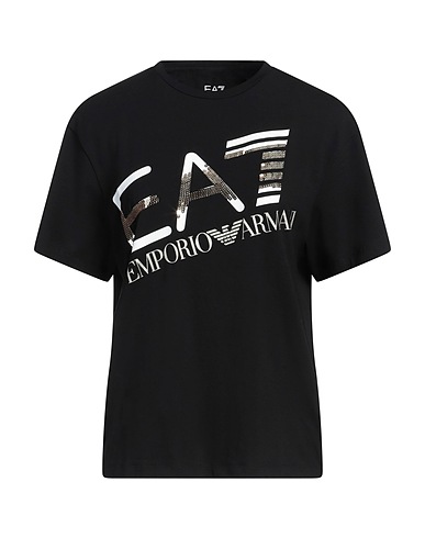 EA7 T-shirt Black 95% Cotton, 5% Elastane