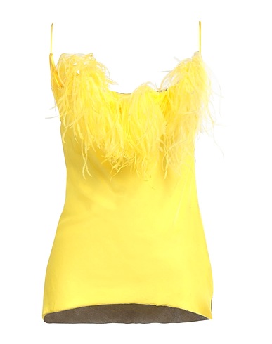 MARQUES' ALMEIDA Top Yellow 100% Viscose, Ostrich feathers