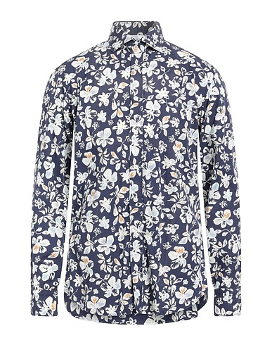 KEVIN BLAKE Patterned shirt Navy blue 100% Cotton