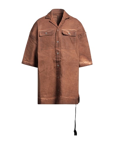 DRKSHDW by RICK OWENS Solid colour shirt Brown 90% Cotton, 7% Polyester, 3% Rubber