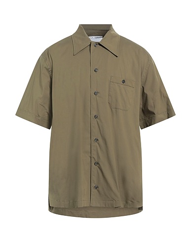 DOLCE&GABBANA Solid colour shirt Military green 97% Cotton, 3% Elastane