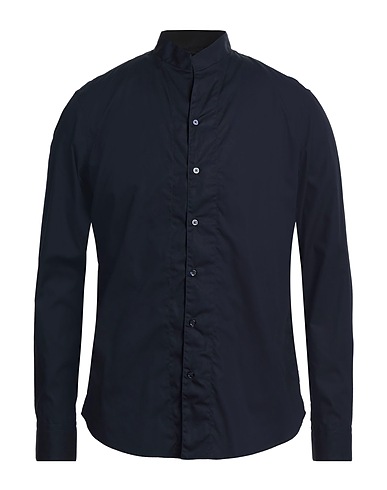 EMPORIO ARMANI ストライプ柄シャツ ミッドナイトブルー リネン 55% / コットン 45%