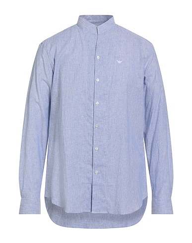EMPORIO ARMANI Linen shirt Blue 55% Linen, 45% Cotton