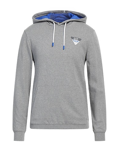 EA7 Hooded track jacket  Light grey 100% Cotton, Polyester, Elastane