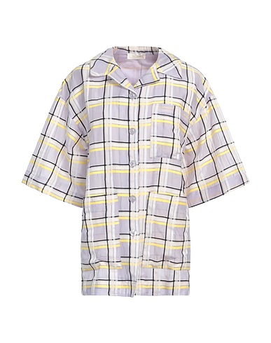 STINE GOYA Checked shirt Lilac 93% Organic cotton, 7% Silk