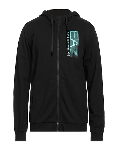 EA7 Hooded sweatshirt Black 100% Cotton, Elastane