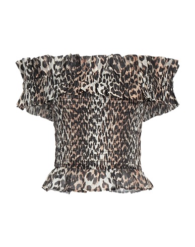 GANNI Off-the-shoulder top Khaki 85% Lycra®, 15% Polyester