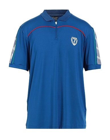EA7 Polo shirt Blue 88% Polyester, 12% Elastane