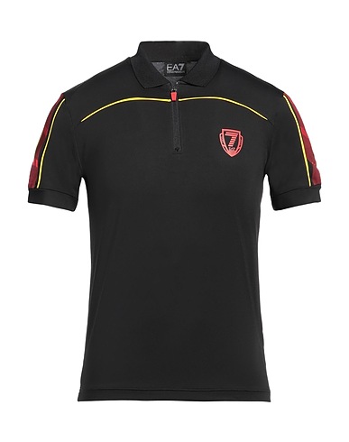 EA7 Polo shirt Black 88% Polyester, 12% Elastane