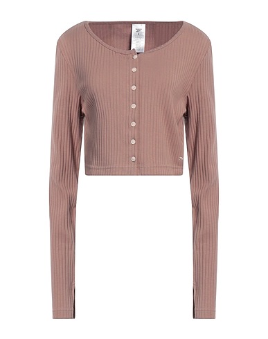 REEBOK Cardigan Light brown 95% Cotton, 5% Elastane